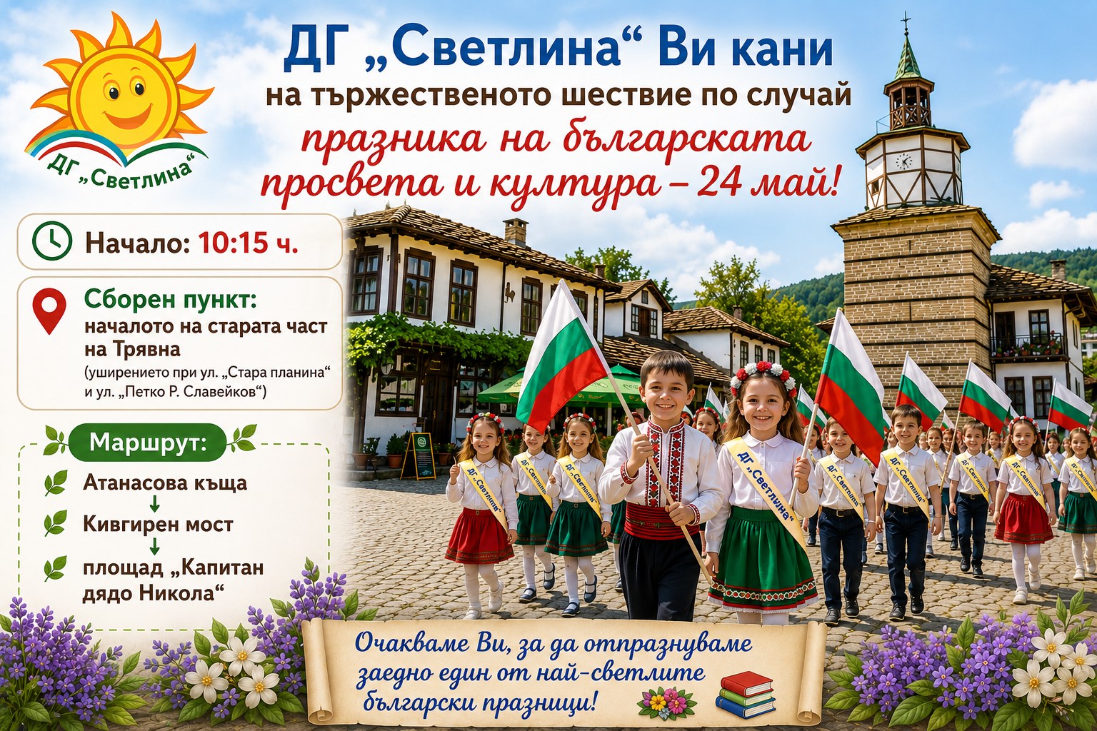 Плакат с покана от ДГ ''Светлина'' за 24 май