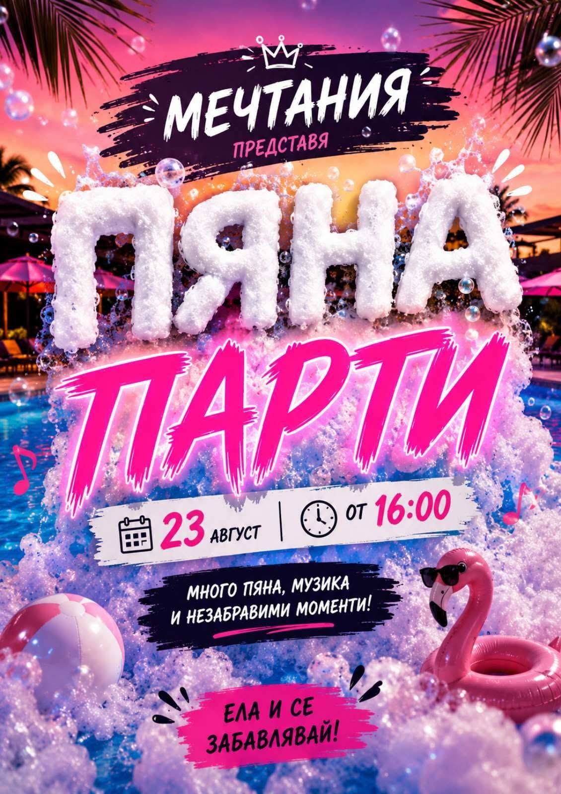 Плакат за пяна парти