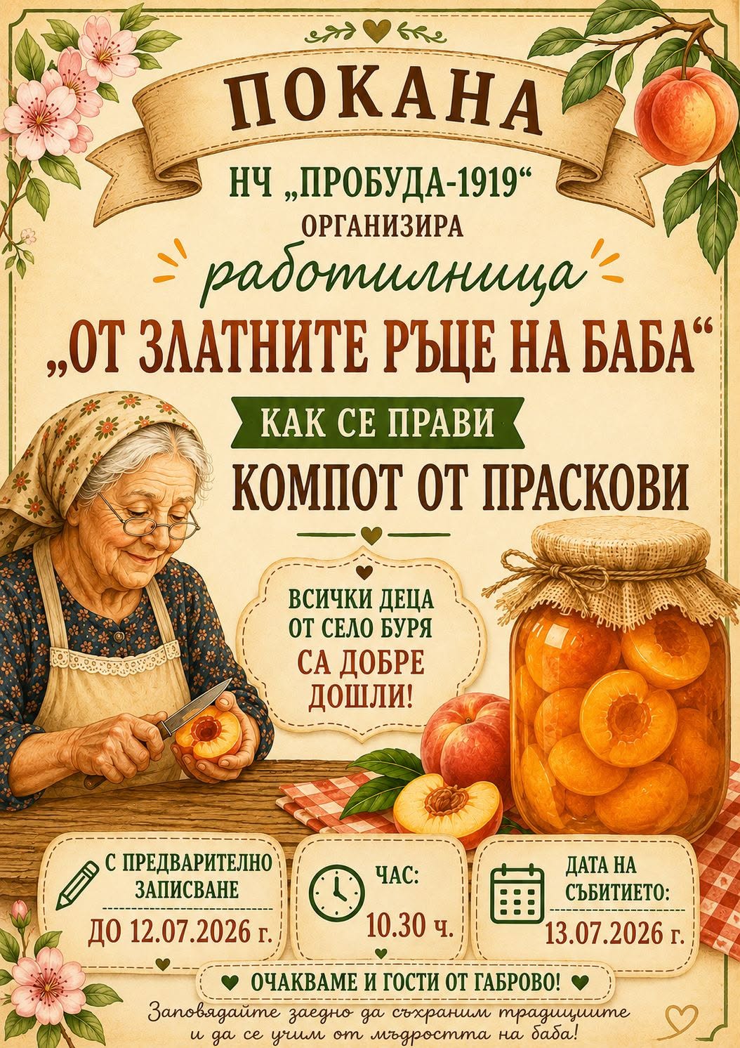 Плакта за работилница ''От златните ръце на баба''