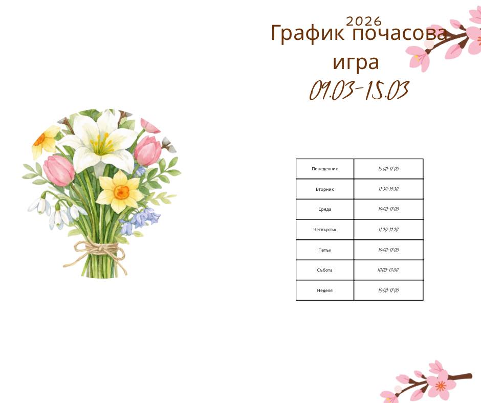 График за почасова игра в ПЦ ''Скай''