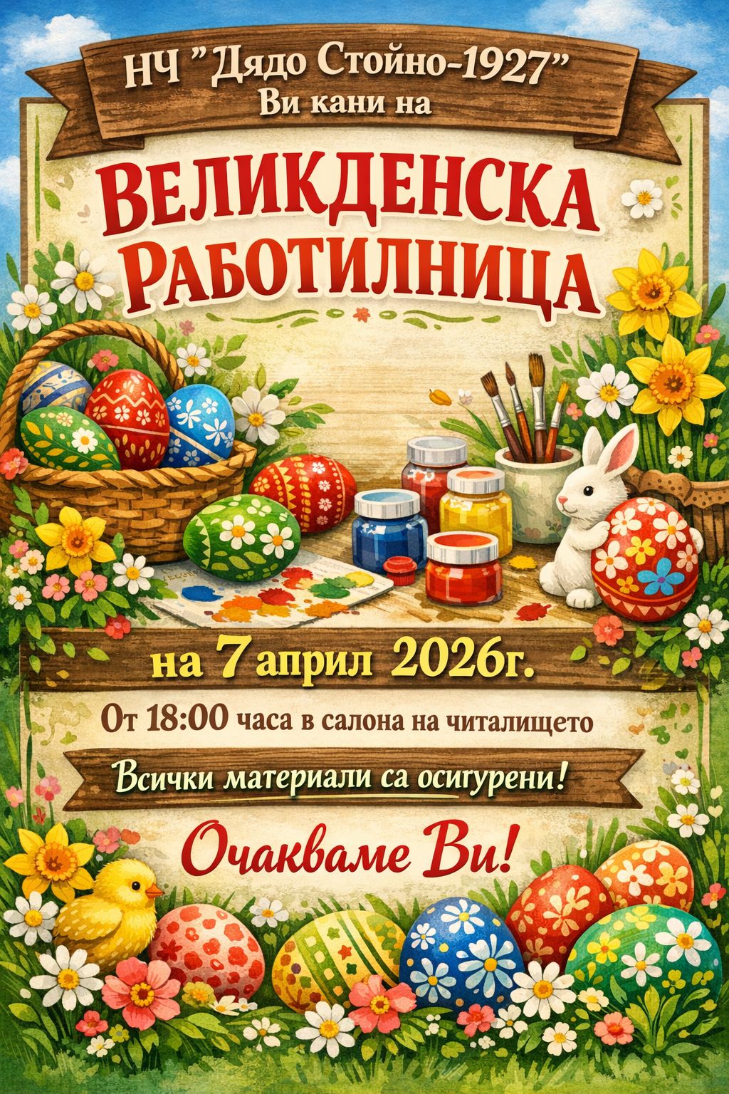 Плакат за великденска работилница в с. Поповци